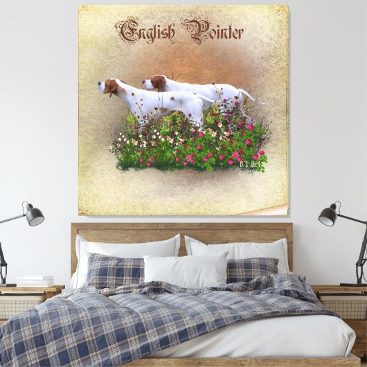 Englisch Pointer Tapestry Poster Triptych Acrylic  Leinwanddruck (Insitu (Schlafzimmer))
