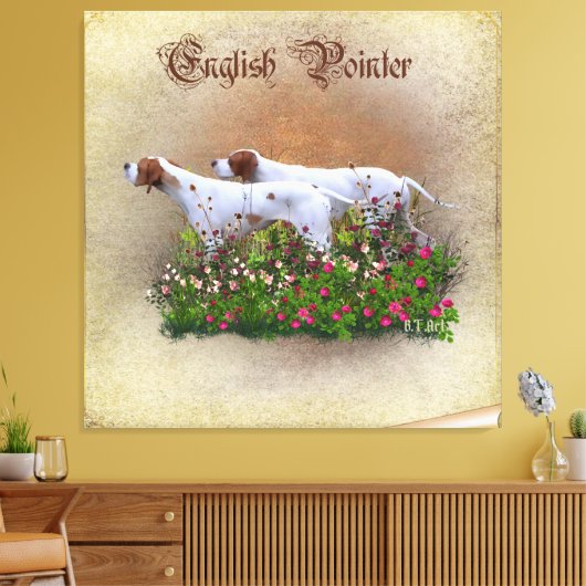 Englisch Pointer Tapestry Poster Triptych Acrylic  Leinwanddruck (Insitu (Wohnzimmer))
