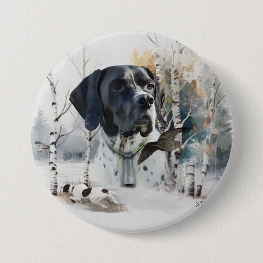 Englisch Pointer , Woodcock Jägersaison , Kunst Button (Vorderseite)