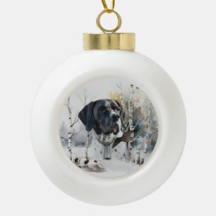 Englisch Pointer , Woodcock Jägersaison , Kunst Keramik Kugel-Ornament