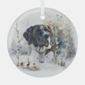 Englisch Pointer , Woodcock Jägersaison , Kunst Ornament Aus Glas (Vorderseite)