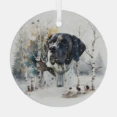 Englisch Pointer , Woodcock Jägersaison , Kunst Ornament Aus Glas (Rückseite)