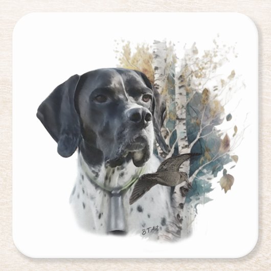 Englisch Pointer , Woodcock Jägersaison , Kunst Rechteckiger Pappuntersetzer (Vorderseite)
