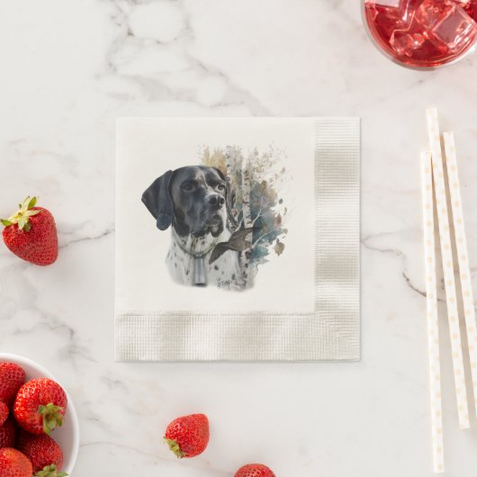 Englisch Pointer , Woodcock Jägersaison , Kunst Serviette (Beispiel)