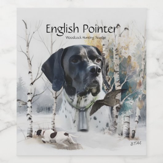 Englisch Pointer , Woodcock Jägersaison , Kunst Weinetikett (Einzelnes Label)