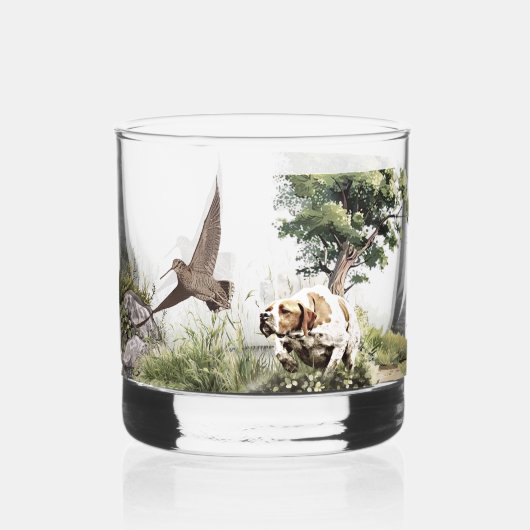 Englisch Pointer , Woodcock Jägersaison , Kunst Whiskyglas (Rückseite)