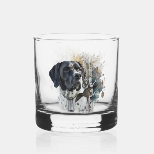 Englisch Pointer , Woodcock Jägersaison , Kunst Whiskyglas (Vorderseite)