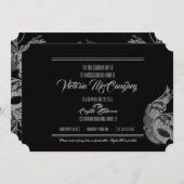 ENGLISCH Quinceñera MASQUERADE Schwarz-weiße Eintr Einladung (Vorne/Hinten)