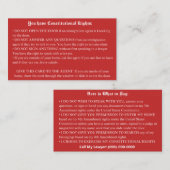 Englisch Red Card - Immigration Rights Card Visitenkarte (Vorne/Hinten)