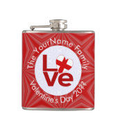 Englisch Red LIEBE Flag Personalisiert Flachmann (Vorderseite)