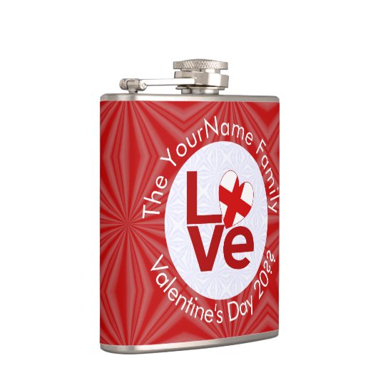 Englisch Red LIEBE Flag Personalisiert Flachmann (Rechts)