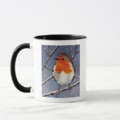ENGLISCH ROBIN IM SCHNEE: ÖL-PASTELL-KUNST TASSE (Links)