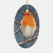 ENGLISCH ROBIN IM SCHNEE: VERZIERUNG KERAMIKORNAMENT (Rechts)
