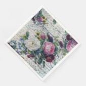Englisch Rose Florals Ephemerial Writing Decoupage Serviette (Ecke)