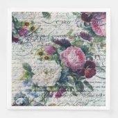 Englisch Rose Florals Ephemerial Writing Decoupage Serviette (Vorderseite)