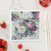 Englisch Rose Florals Ephemerial Writing Decoupage Serviette (Beispiel)
