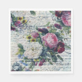 Englisch Rose Florals Ephemerial Writing Decoupage Serviette (Vorderseite)