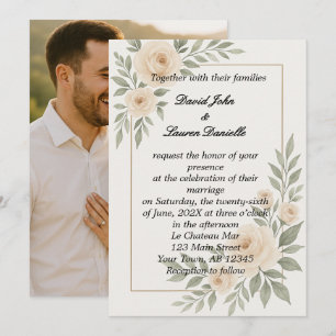 Englisch-Rose-Foto Hochzeit Einladung