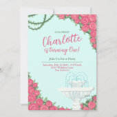 Englisch Rose Garden 1. Geburtstag Einladung (Vorderseite)