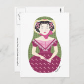 Englisch Rose Matryoshka Postcard Postkarte (Vorne/Hinten)