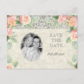 Englisch Rose & Silver Save the Date Postkarte (Vorderseite)