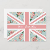Englisch Rose Union Jack Floral Muster Custom Postkarte (Vorne/Hinten)