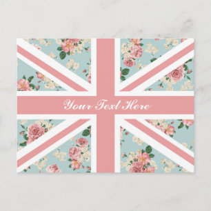 Englisch Rose Union Jack Floral Muster Custom Postkarte