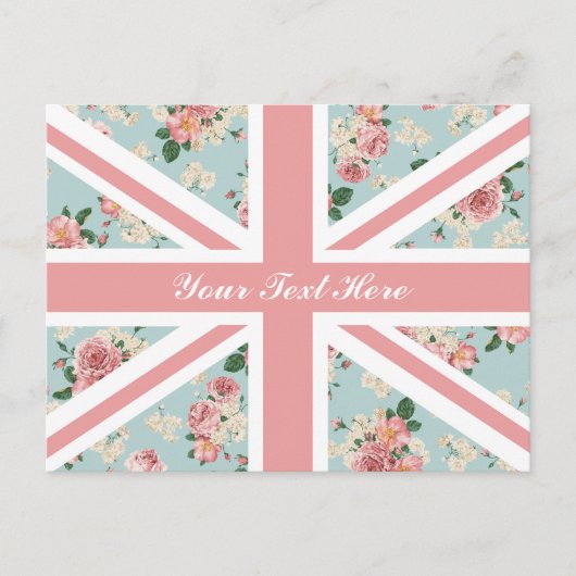 Englisch Rose Union Jack Floral Muster Custom Postkarte (Vorderseite)
