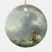 Englisch-Schiffe, die vor einem Sturm laufen (Öl Keramikornament (Hinten)