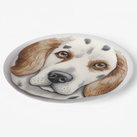 Englisch Setter Dog 3D Inspiriert Pappteller (Schrägansicht)