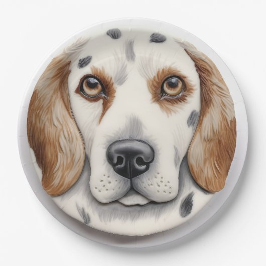 Englisch Setter Dog 3D Inspiriert Pappteller (Vorderseite)