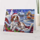 Englisch Setter Dog in Sleigh Snow Weihnachten Karte (Vorderseite)
