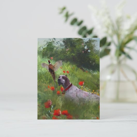 Englisch Setter, Fasanierjagd Feiertagspostkarte (Stehend Vorderseite)