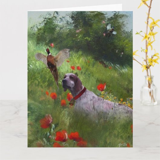 Englisch Setter, Fasanierjagd Karte (Gelbe Blume)