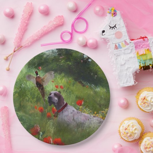 Englisch Setter, Fasanierjagd Pappteller (Party)