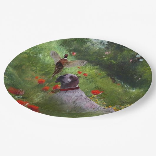 Englisch Setter, Fasanierjagd Pappteller (Schrägansicht)