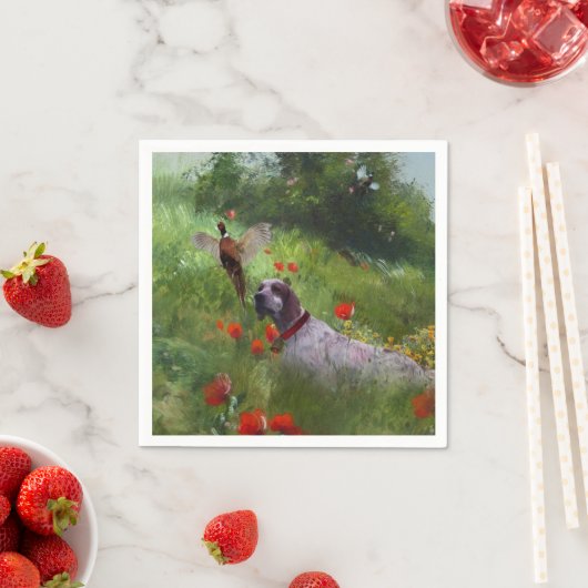 Englisch Setter, Fasanierjagd Serviette (Beispiel)