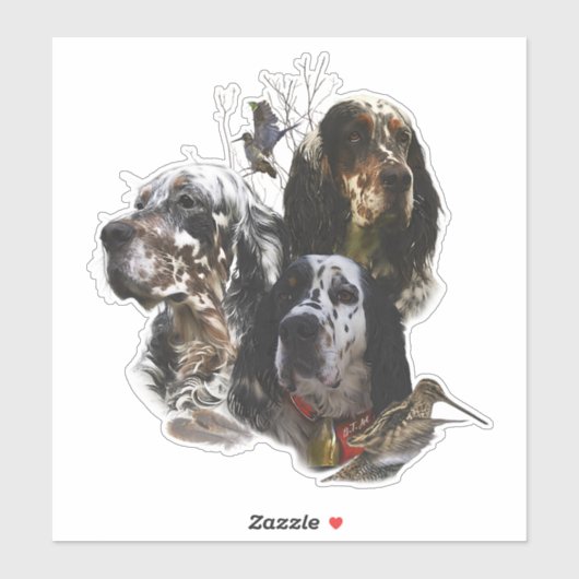 Englisch Setter, Holzhacken Aufkleber (Blatt)