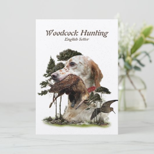 Englisch Setter, Holzhacken Feiertagskarte (Stehend Vorderseite)