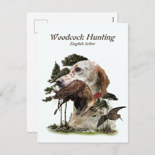 Englisch Setter, Holzhacken Feiertagspostkarte (Vorne/Hinten)
