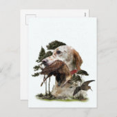 Englisch Setter, Holzhacken Feiertagspostkarte (Vorne/Hinten)