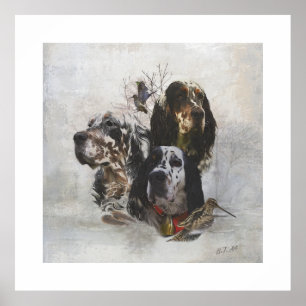 Englisch Setter, Holzhacken Poster