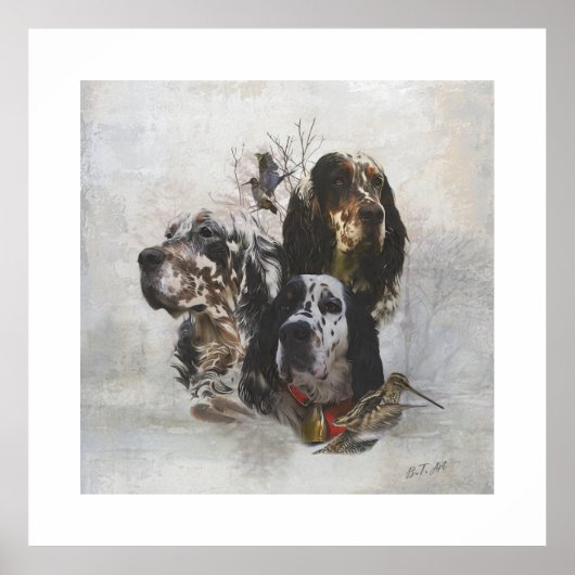 Englisch Setter, Holzhacken Poster (Vorne)