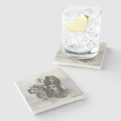 Englisch Setter, Holzhacken Steinuntersetzer (Seitenansicht)