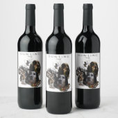 Englisch Setter, Holzhacken Weinetikett (Flaschen)