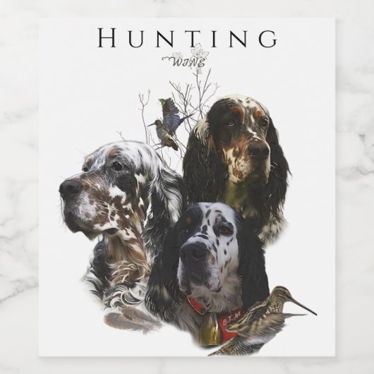 Englisch Setter, Holzhacken Weinetikett (Einzelnes Label)