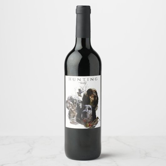 Englisch Setter, Holzhacken Weinetikett (Vorderseite)