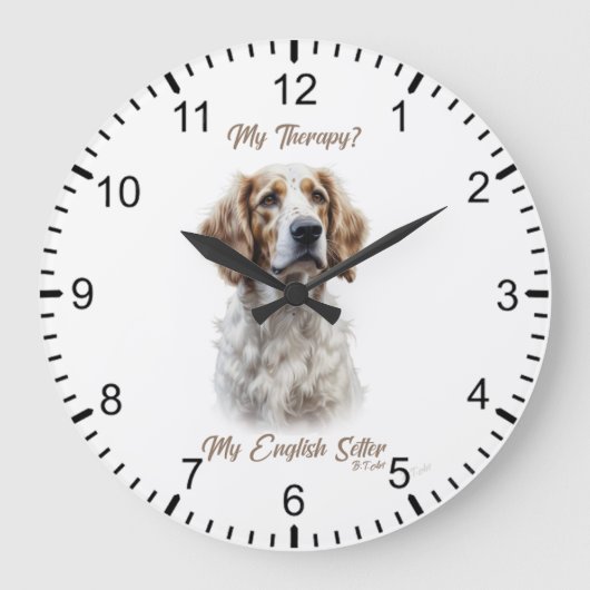 Englisch Setter Lebensstil Große Wanduhr (Vorderseite)