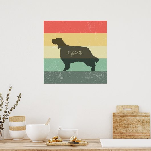 Englisch Setter - Retro Sunset - Wall Art Poster (Küche)