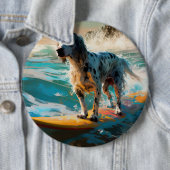 Englisch Setter Strand Surfen Malerei Button (Beispiel)